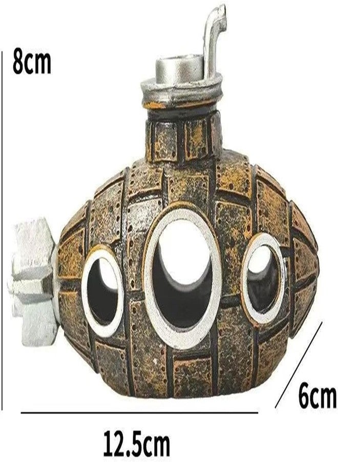 WinldMonmo Gilt Retro Floating Submarine Ornament for Aquarium, Cute Resin Hovering Decor, Safe Interactive Tank Accessory for Betta, Cichlids, Goldfish, Shrimp, Hermit Crabs - Image 3